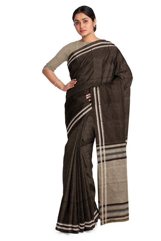 Black handloom Soft Dhonekali Begumpuri Traditional Cotton Saree
